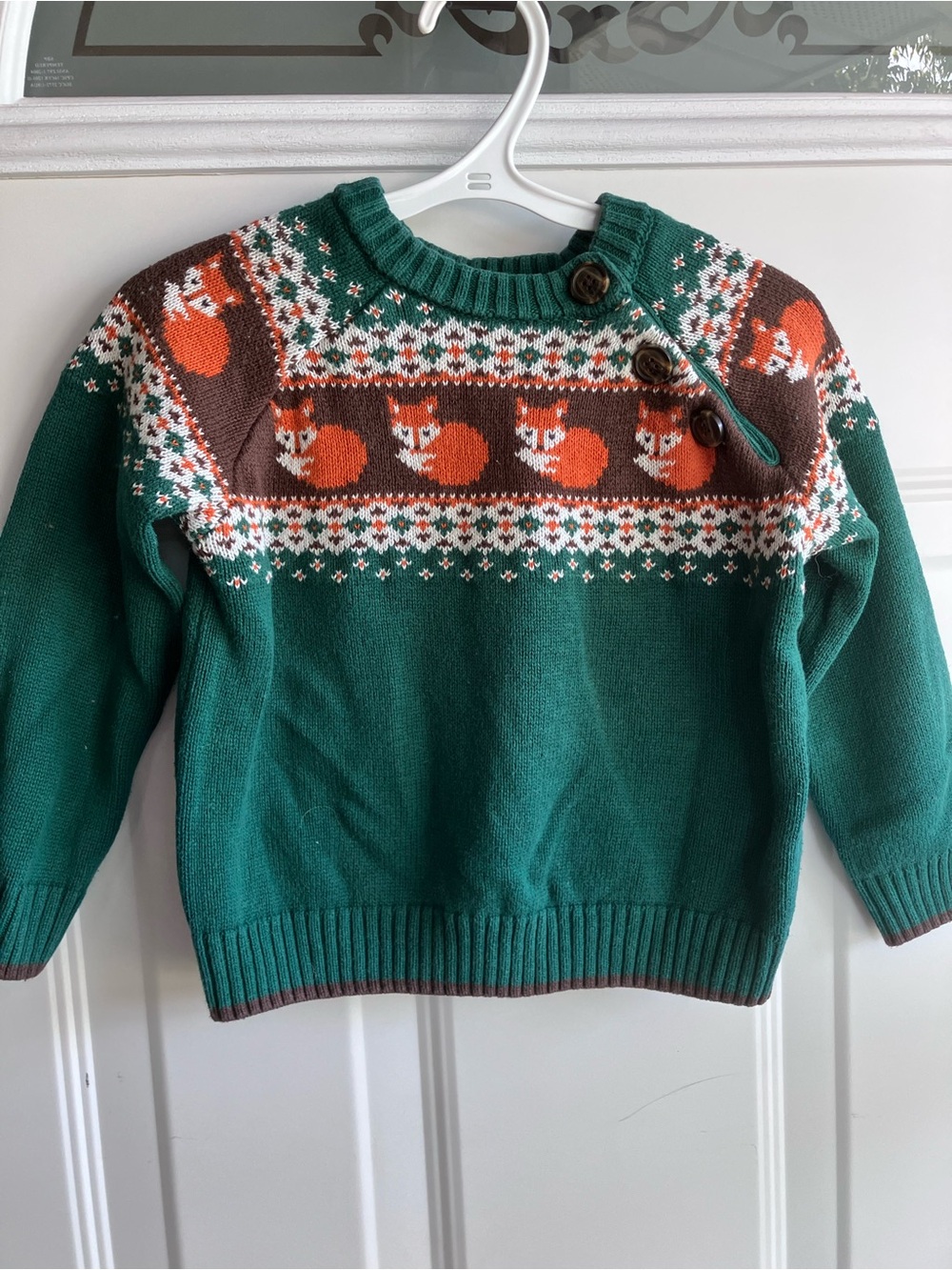 Gymboree fall green fox 100% cotton sweater 18-24 months